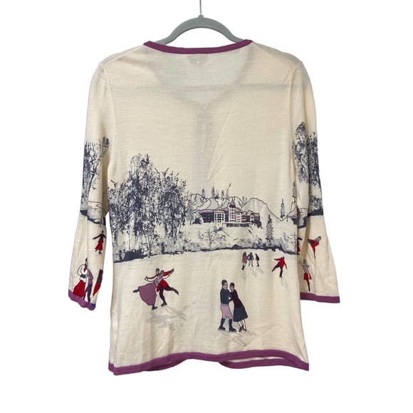 Talbots Cream and Purple Women's Sweater - Picture 2 of 11